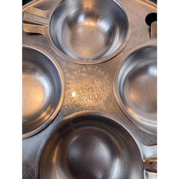 Revere Ware 8" Skillet Steel Copper Frying Pan Poacher Lid Pre 1968 Mint - Picture 8 of 9